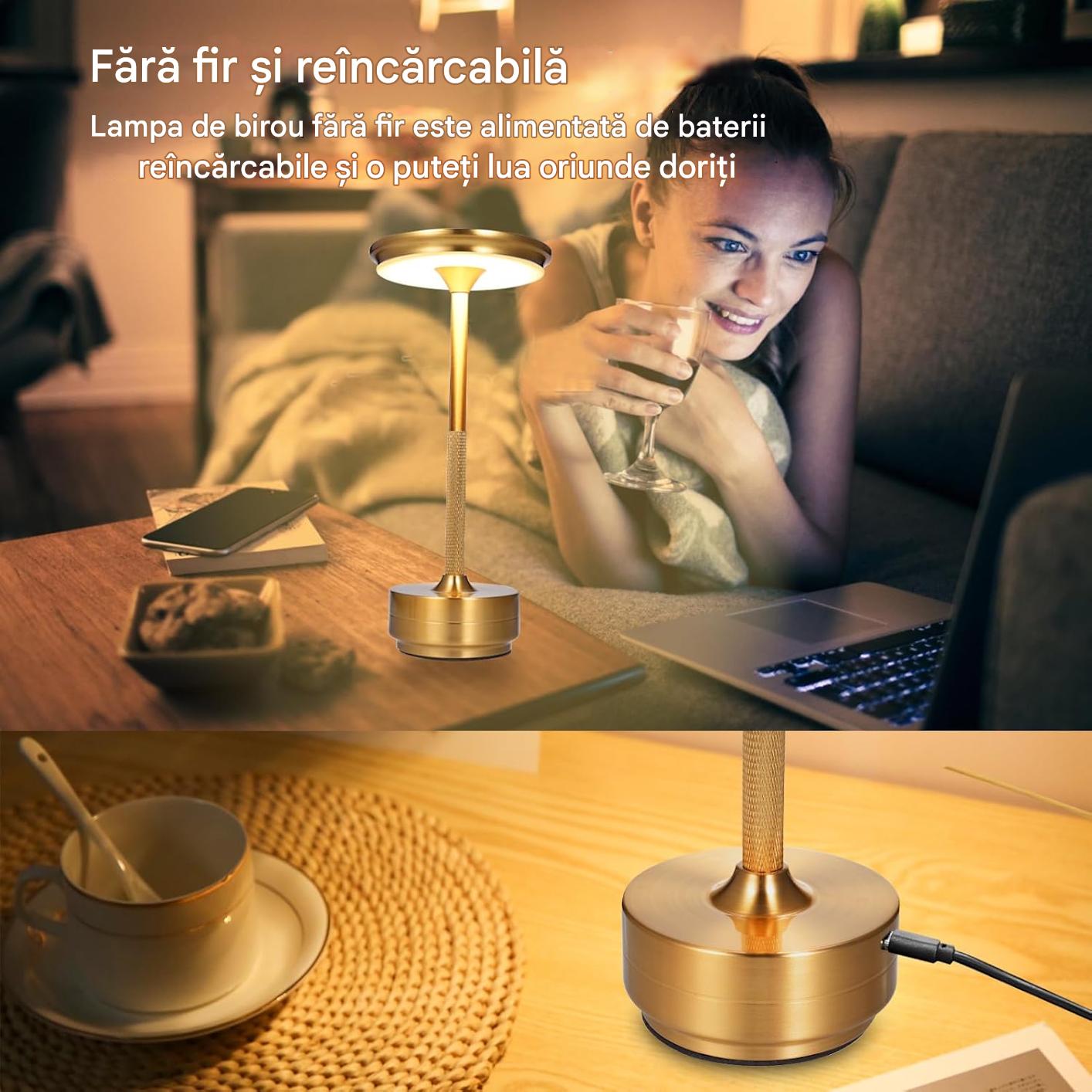 Lampă Noptieră Elegantă LED Gold