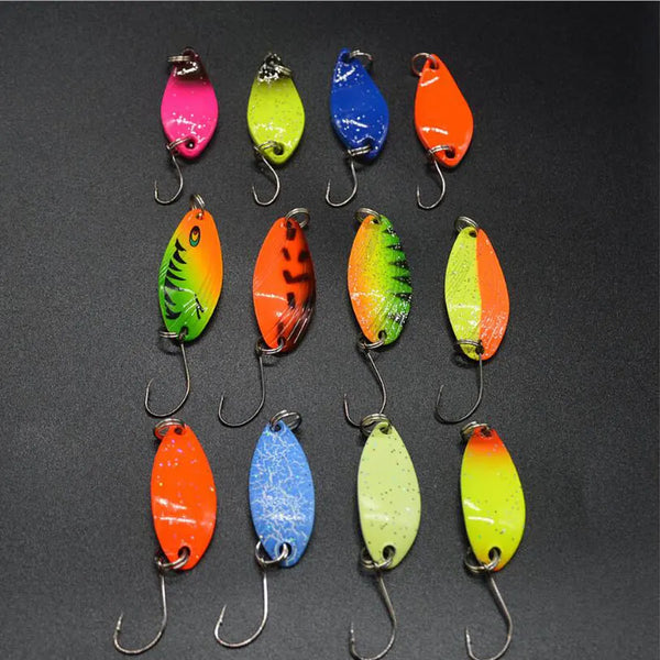 Set 12 lingurite de pescuit 3gr 4,5gr 5gr + cutie transport